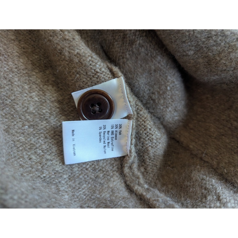 Wills Brown YakWool Alpaca Merino Wool Blend V-Neck Cardigan Sweater Small - Picture 9 of 9